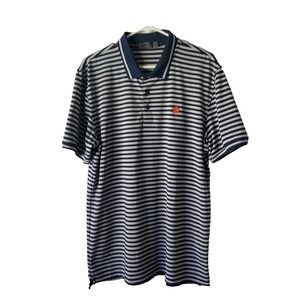G‎ Fore Polo Men's Size XL Navy Blue Grey Stripe Performance Stretch Golf Shirt